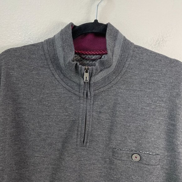 Ted Baker Mens XXL Gray 1/4 Zip Pullover Sweatshirt Long Sleeve Top - Picture 2 of 12